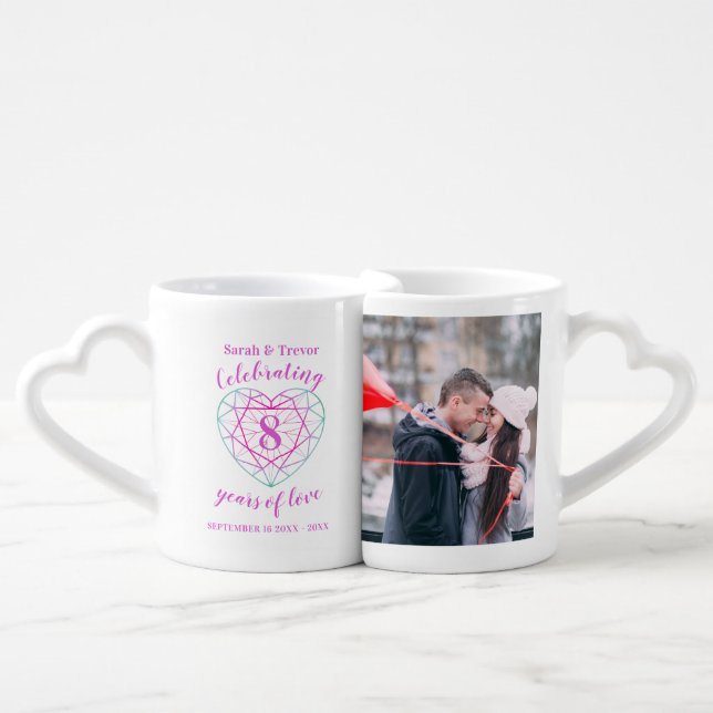 8th anniversary tourmaline heart custom photo  coffee mug set (Front Nesting)