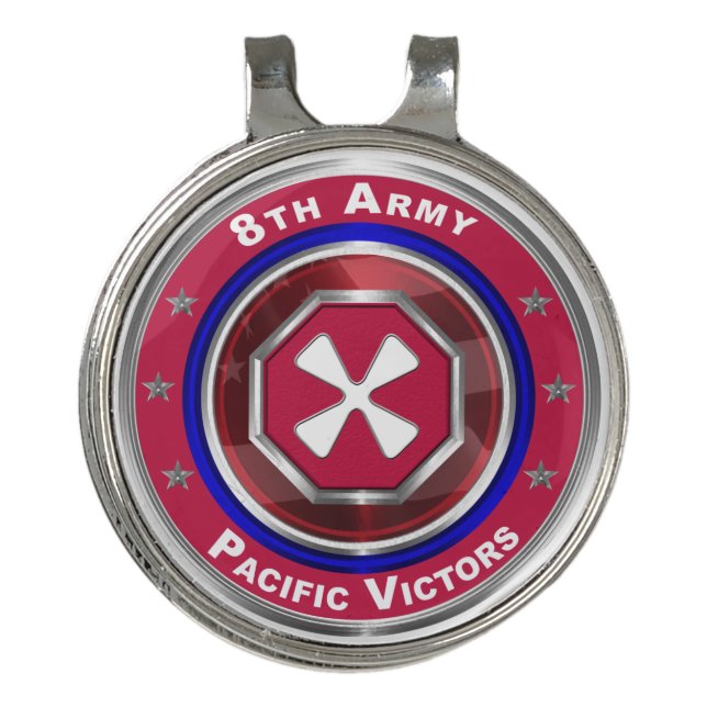 8th Army “Pacific Victors” Golf Hat Clip (Front)