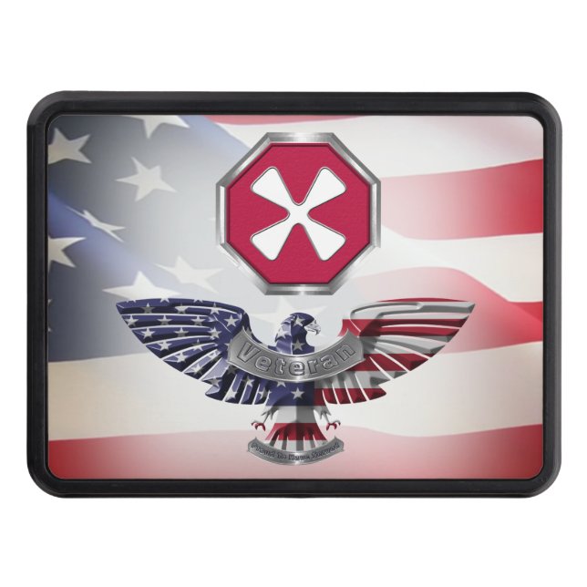 8th Army with Eagle American Flag  Hitch Cover (Front)