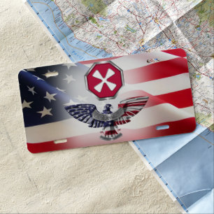 8th Army with Eagle and American Flag License Plate
