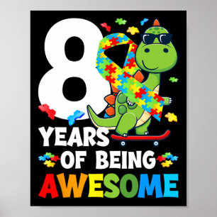 8th Autism Birthday Party Eight Year Old Autistic Poster