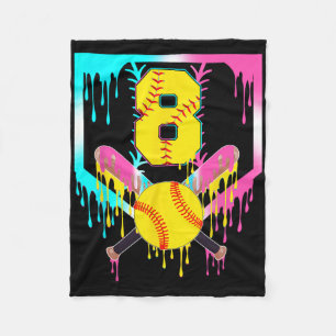 8th Bday Softll Home Plate Drip Ice Cream 8 Year O Fleece Blanket