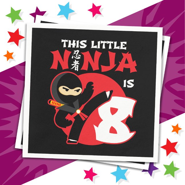 8th Birthday 8 Year Old Kids Party Little Ninja 8 Napkins (Creator Uploaded)