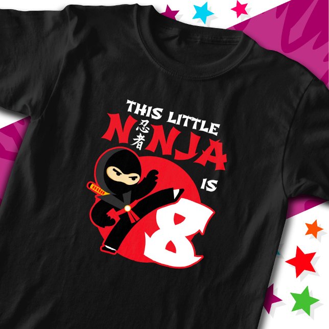 8th Birthday 8 Year Old Kids Party Little Ninja 8 T-Shirt (Creator Uploaded)