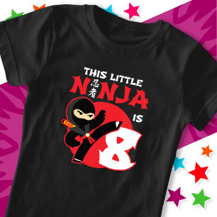 8th Birthday 8 Year Old Kids Party Little Ninja 8 T-Shirt
