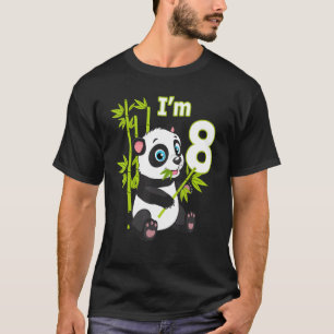 8th Birthday 8 Years Old Party Animal Panda 3 T-Shirt
