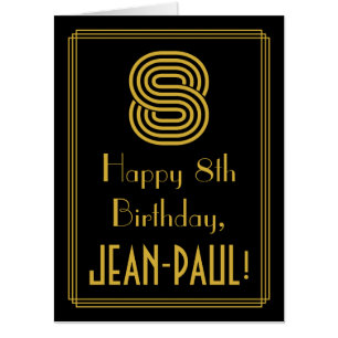 8th Birthday: Art Deco Inspired Look “8” + Name Card