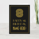 [ Thumbnail: 8th Birthday: Art Deco Inspired Look "8" & Name Card ]