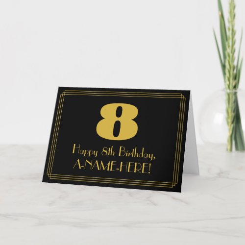 8th Birthday Art Deco Inspired Look 8  Name Card