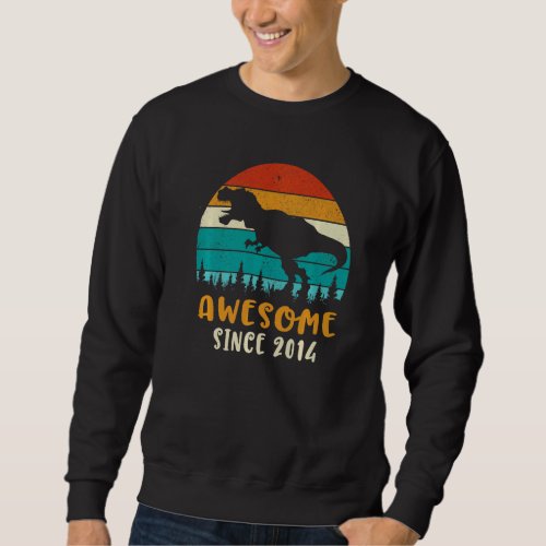 8th Birthday  Awesome Since 2014 Dinosaur 8 Years  Sweatshirt