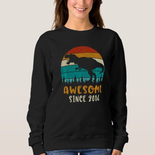 8th Birthday  Awesome Since 2014 Dinosaur 8 Years  Sweatshirt