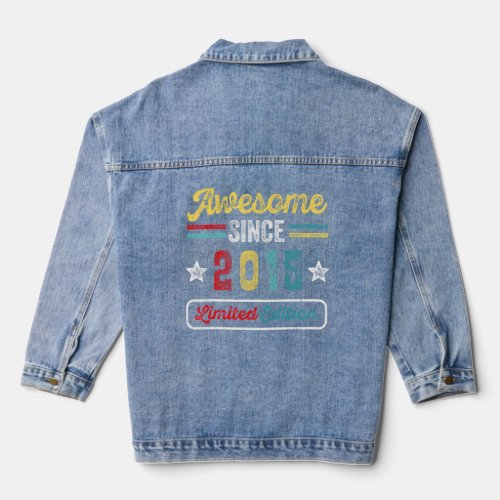 8th Birthday  Awesome Since 2015 8 Years Old 1  Denim Jacket