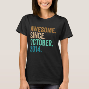 8th Birthday  Awesome Since October 2014 8 Years O T-Shirt