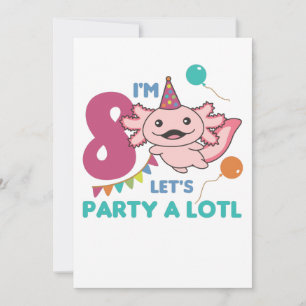 8th Birthday Axolotl Eight Year Old Sweet Axolotls Invitation