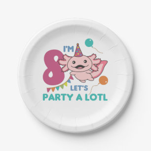 8th Birthday Axolotl Eight Year Old Sweet Axolotls Paper Plates