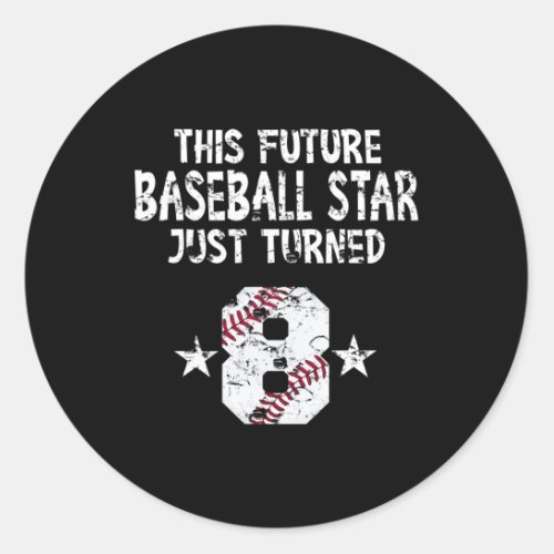 8th Birthday Baseball 8 Year Old Distressed  Classic Round Sticker