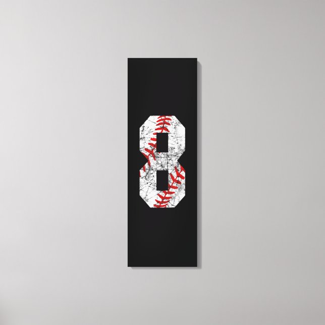 8th Birthday Baseball Big Number Eight 8 Year Old Canvas Print (Front)