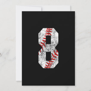 8th Birthday Baseball Big Number Eight 8 Year Old Invitation