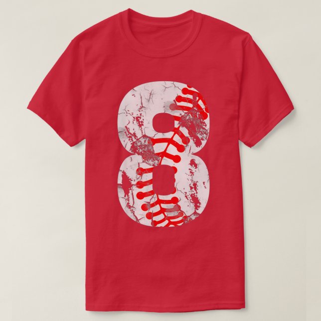 8th Birthday Baseball Big Number Eight 8 Year Old  T-Shirt (Design Front)