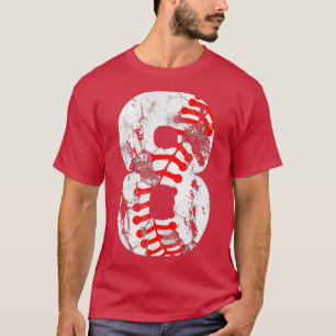 8th Birthday Baseball Big Number Eight 8 Year Old T-Shirt