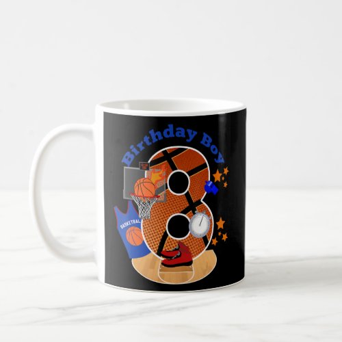 8th Birthday Basketball Big Number 8 Year Old Boy  Coffee Mug