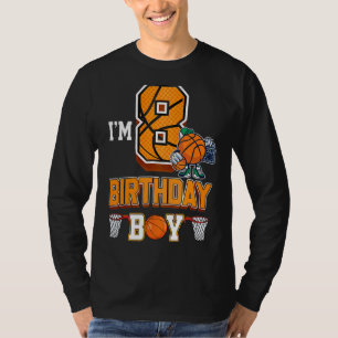 8th Birthday Basketball Boy 8 Years Old Kids T-Shirt
