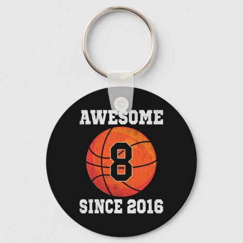 8th Birthday Basketball Lover 8 Years Old Vintage  Keychain