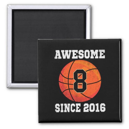 8th Birthday Basketball Lover 8 Years Old Vintage  Magnet