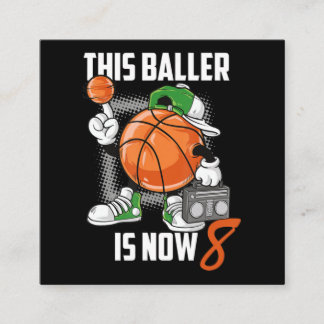 8th Birthday Basketball Player Funny 8 Years Old Square Business Card