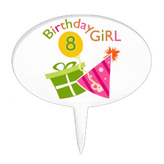 8th Birthday - Birthday Girl Cake Picks