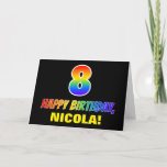 [ Thumbnail: 8th Birthday: Bold, Fun, Simple, Rainbow 8 Card ]