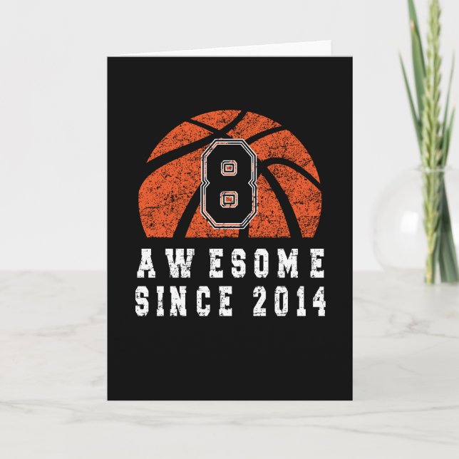 8th Birthday Born 2014 Basketball Boy 8 Year Old Card (Front)
