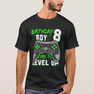 8Th Birthday Boy Eight Yrs Old Level 8 Unlocked Vi T-Shirt