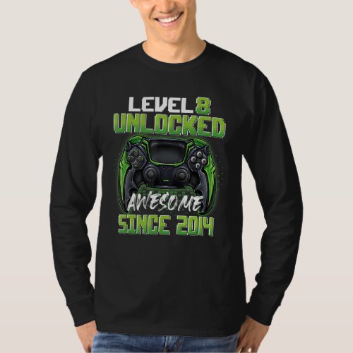 8th Birthday  Boy Level 8 Unlocked Awesome 2014 Ga T_Shirt