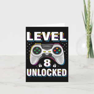 8th Birthday Boy Level 8 Unlocked Video Gamer 8 Ye Card