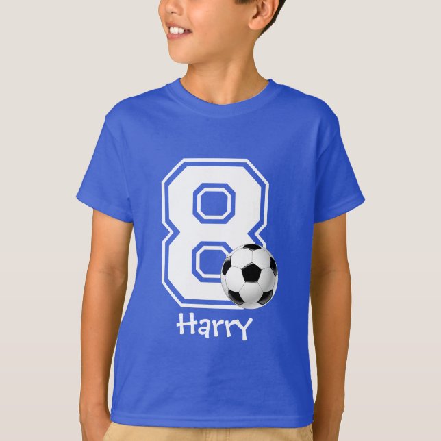 8th Birthday boy soccer personalized-2 T-Shirt (Front)