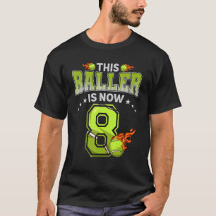 8th Birthday Boys Tennis Player  8 Years Old Kids  T-Shirt
