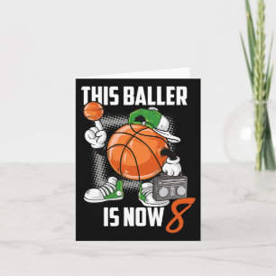 8th Birthday Bysketbyll Player Fun 8 Years Old Kid Card