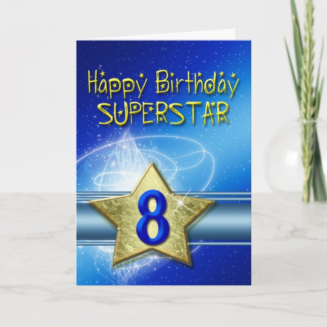 8th Birthday card for Superstar (Front)