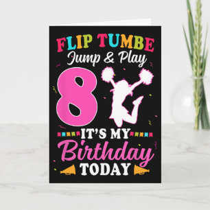 8th Birthday Cheerleading Girl 8 Year Old Cheerlea Card