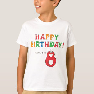 8th Birthday Colorful Alphabet with Name Kids T-Shirt