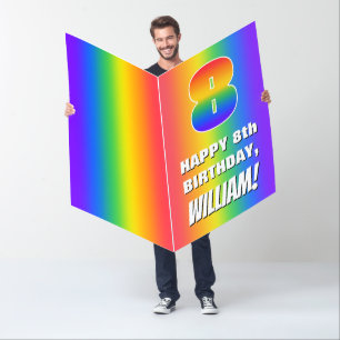 8th Birthday: Colorful, Fun Rainbow Pattern # 8 Card