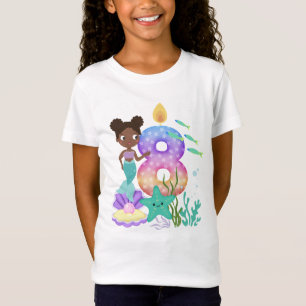 8th Birthday Colorful Mermaid & Sea Creatures T-Shirt