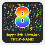 [ Thumbnail: 8th Birthday: Colorful Music Symbols, Rainbow 8 Sticker ]