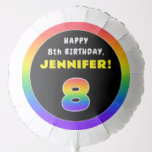 [ Thumbnail: 8th Birthday: Colorful Rainbow # 8, Custom Name Balloon ]