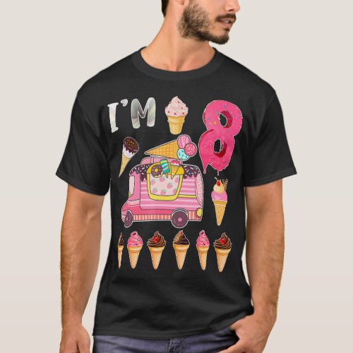 8th Birthday Crew Ice Cream Truck Im 8 Bday Ice Cr T_Shirt