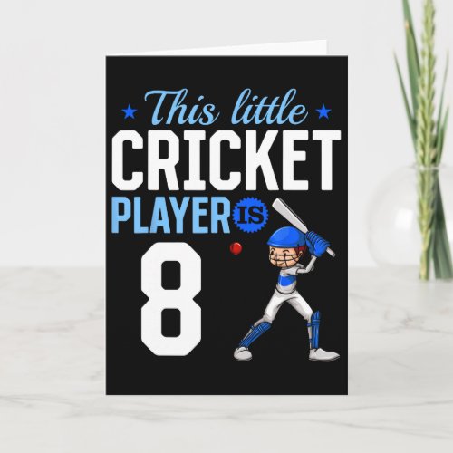 8th Birthday Cricket Player  Card
