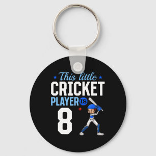 8th Birthday Cricket Player  Keychain