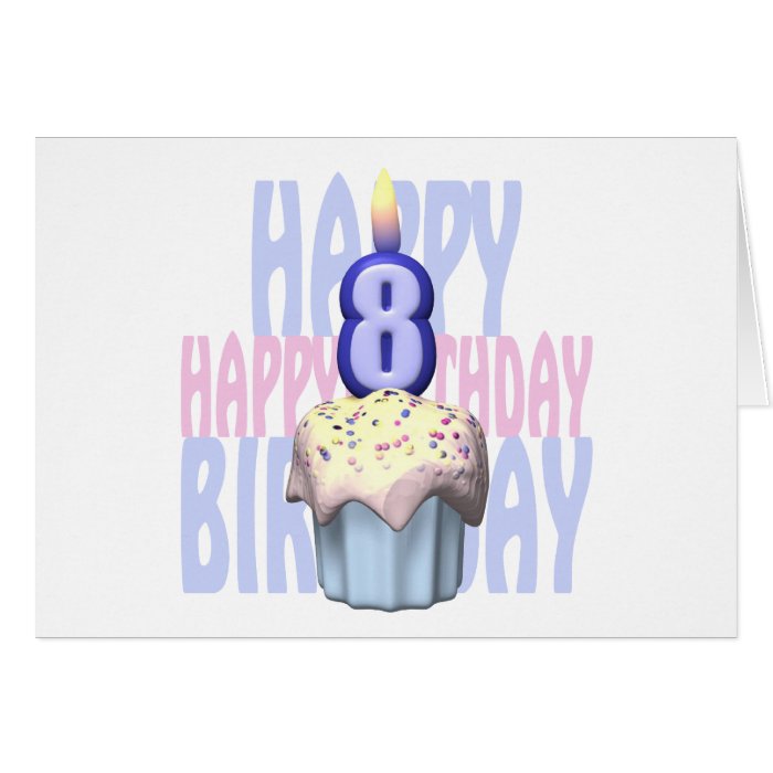 8th Birthday Cupcake Birthday Greeting Cards