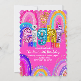 8th Birthday Cute Rainbow Invitations